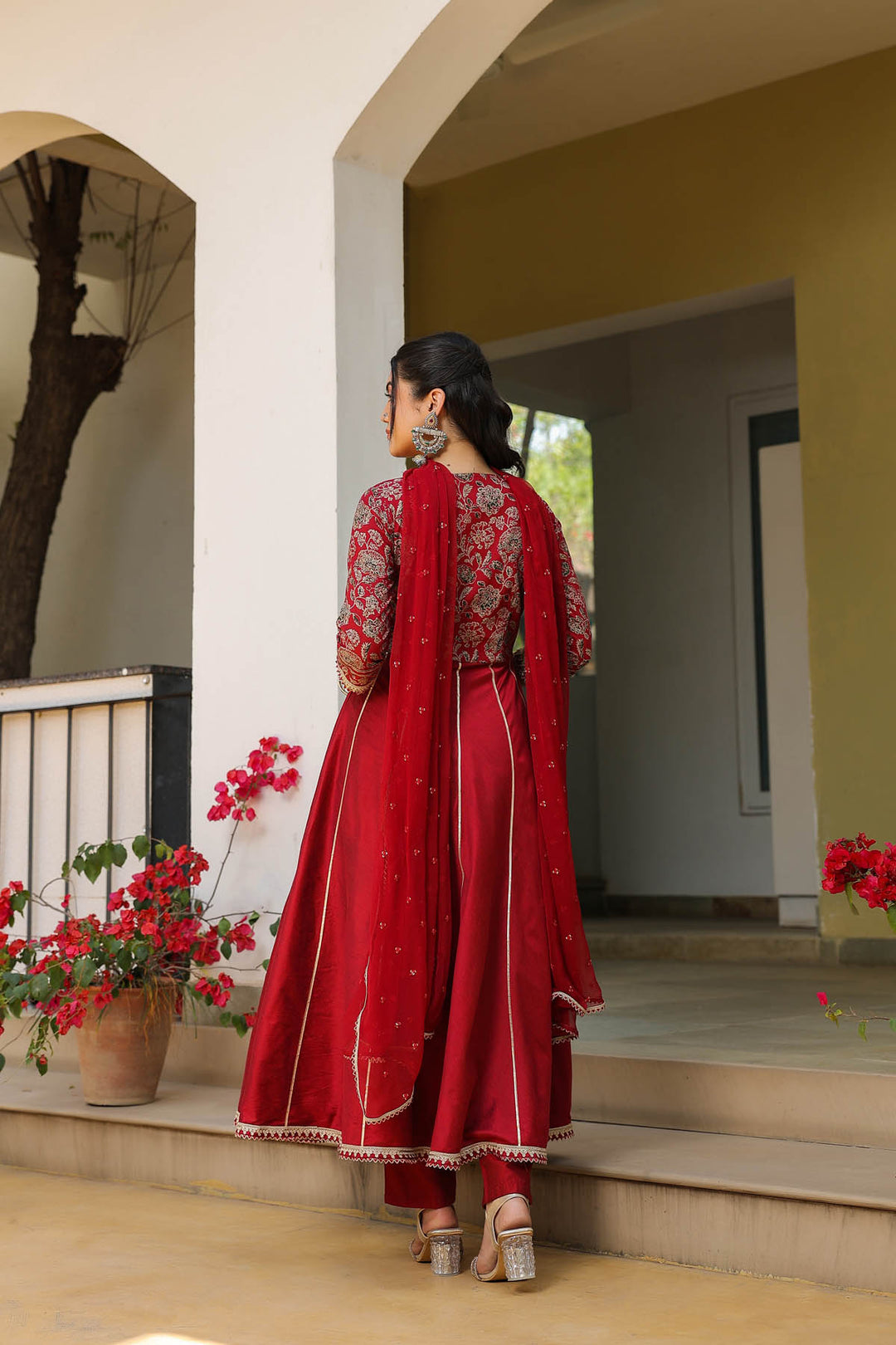 Maroon Gota Anarkali Set