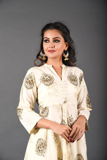All Over Cotton Off White Designer Kurta