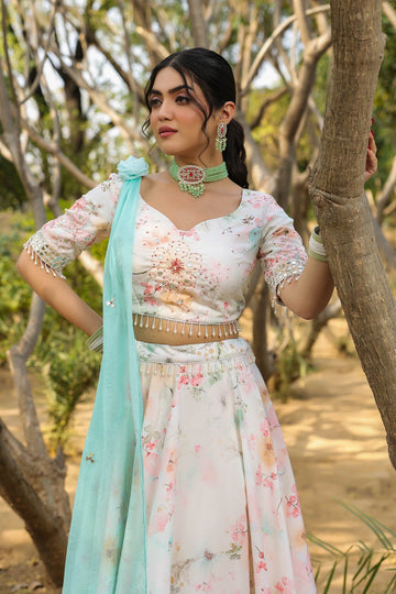 Lemon Yellow Designer Lehenga Set with Draped Dupatta
