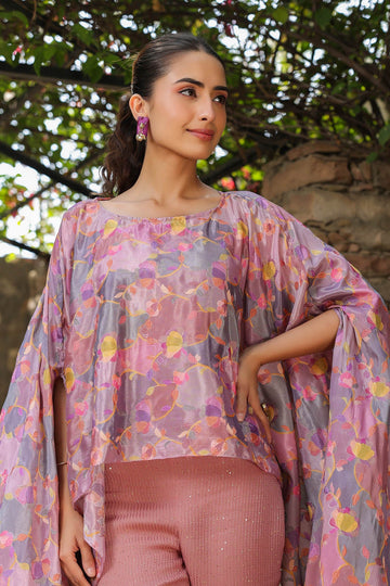 Multicolor Chinon Cape Co Ord Set