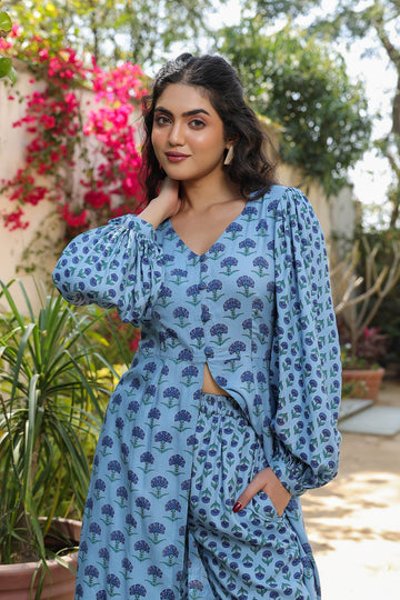 Aqua Rayon Designer Top & Pant
