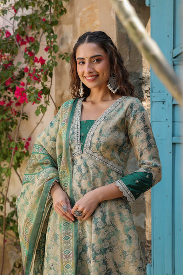 Algae Green Anarkali Set