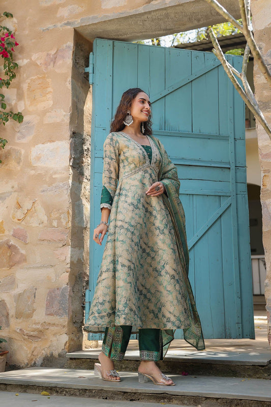 Algae Green Anarkali Set