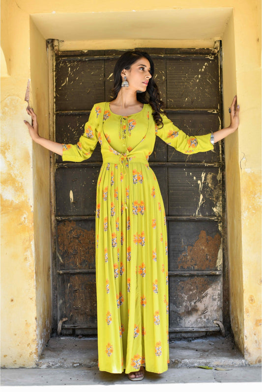 Green Empire Ethnic Dress