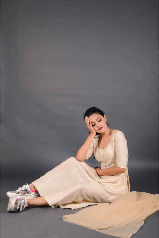 Beige Empire Ethnic Dress