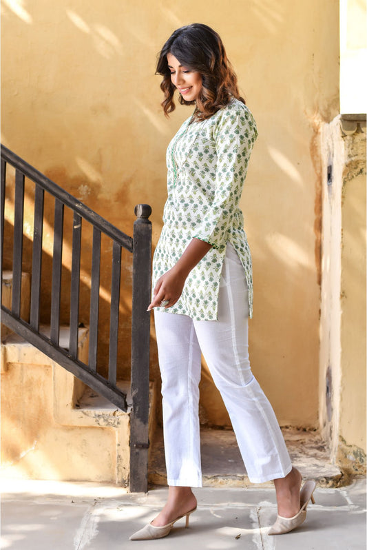 Cotton Block Printed Designer Top And Pants