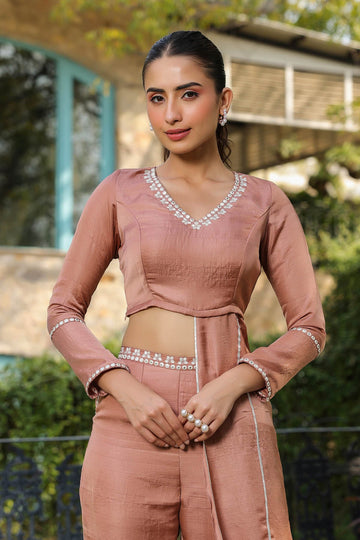 Asymmetrical Designer Top With Chocolate Designer Sharara