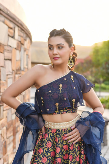 Organza Balloon Sleeves Designer Lehenga Dress