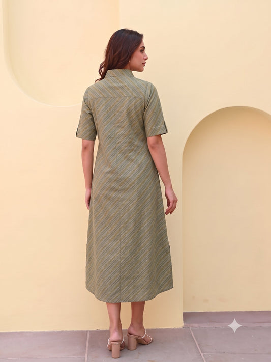 Olive Printed Shirt Dress