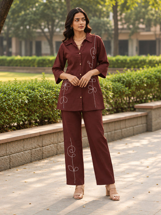 Cotton Embroidered Coord Set