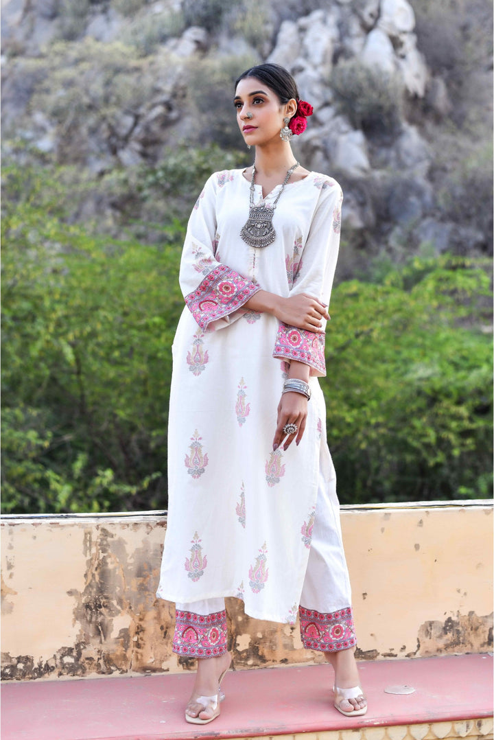 Anastay Traditional Motif Printed with gold & antique highlights Kurta Set