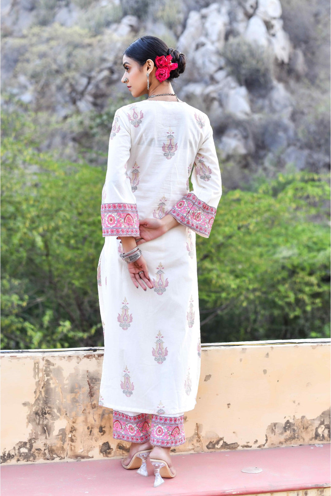 Anastay Traditional Motif Printed with gold & antique highlights Kurta Set