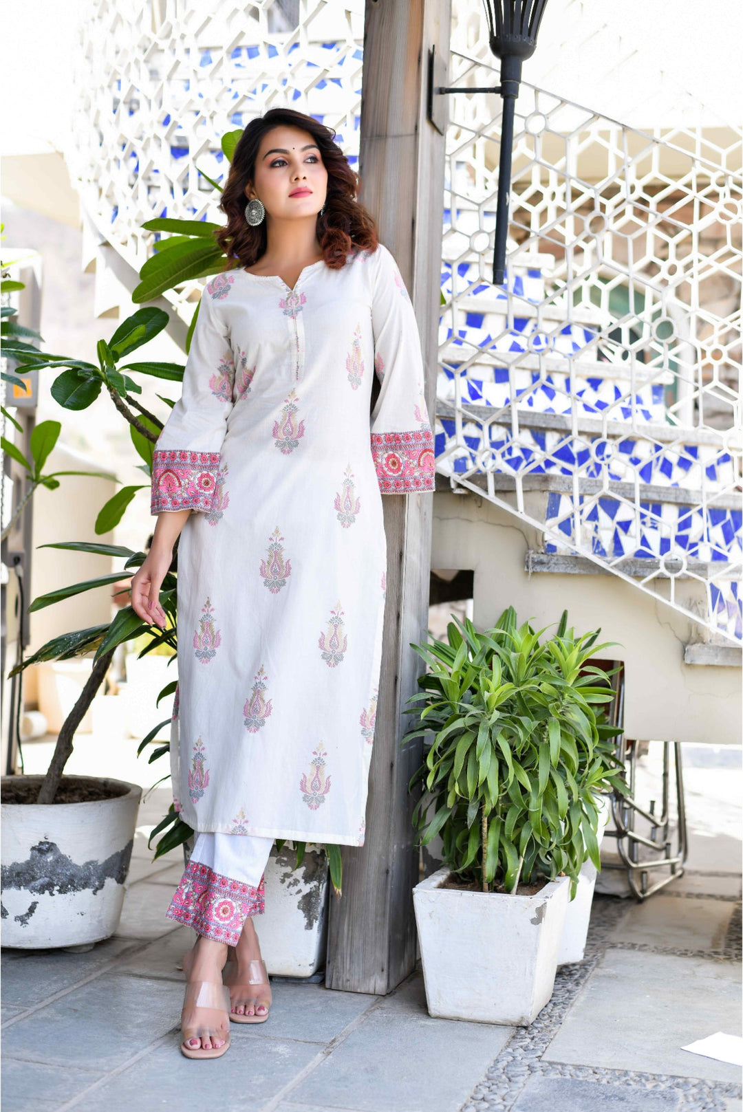 Anastay Traditional Motif Printed with gold & antique highlights Kurta Set