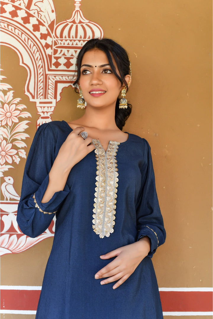 Anastay's Graceful Royal blue 2-Piece Kurta Pant Sets