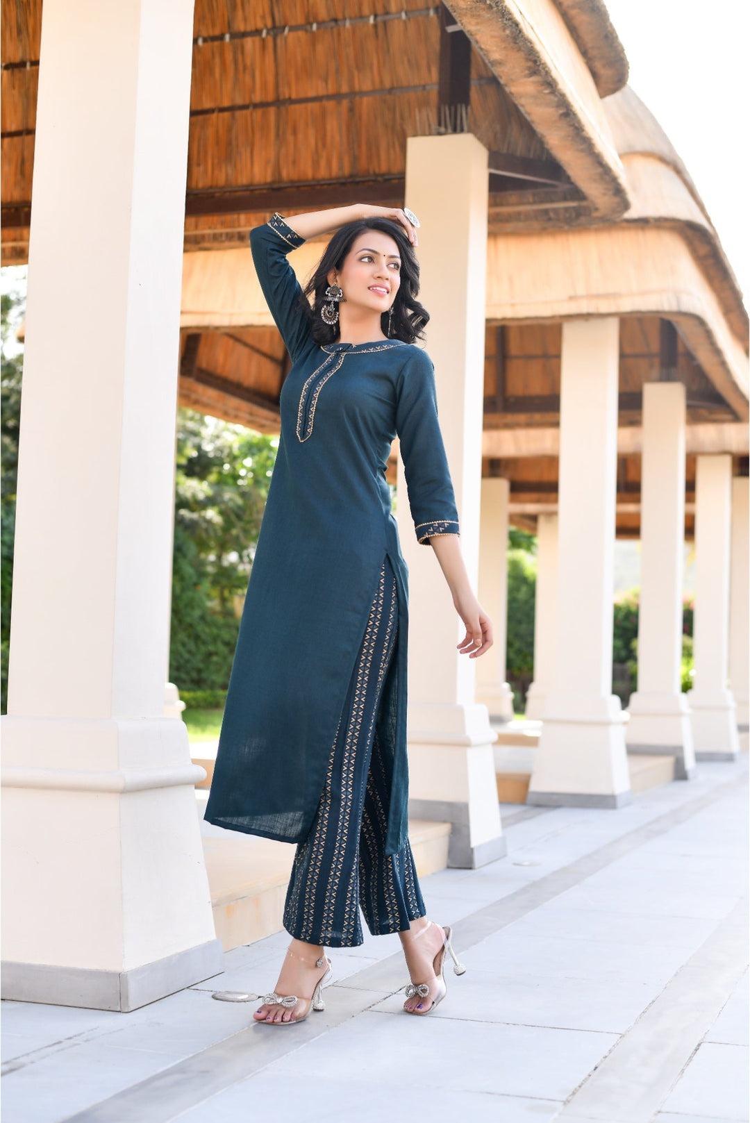 Anastay's Trendy 2-Piece Bottle Green Kurta Pant Sets