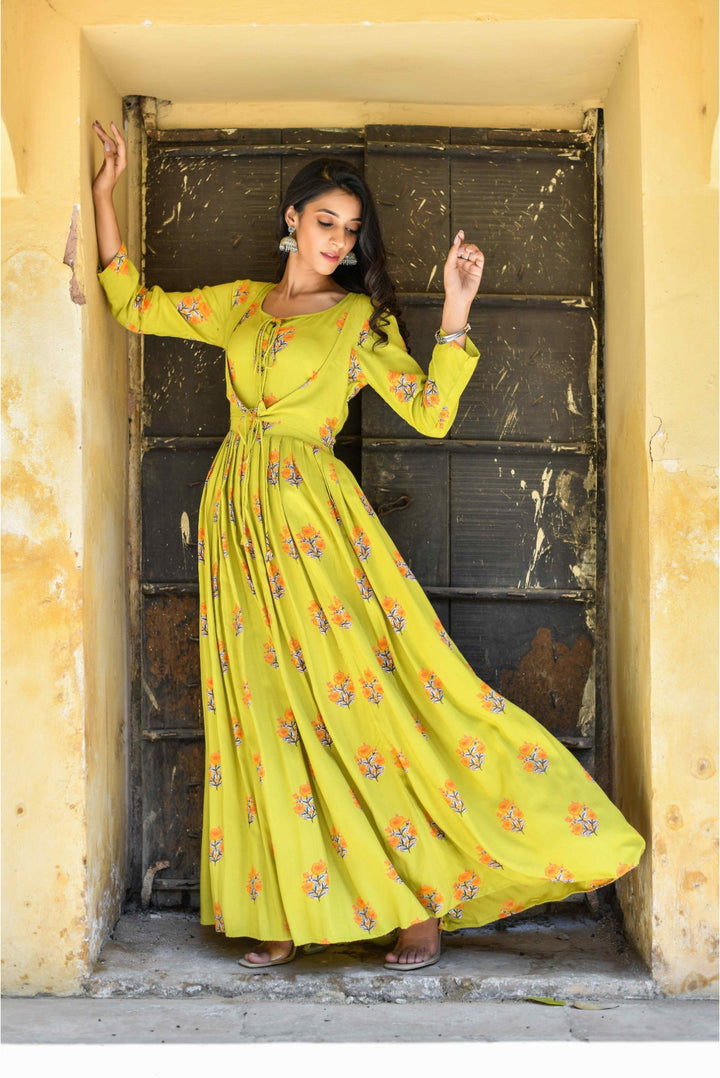 Anastay Green Empire Ethnic Dress