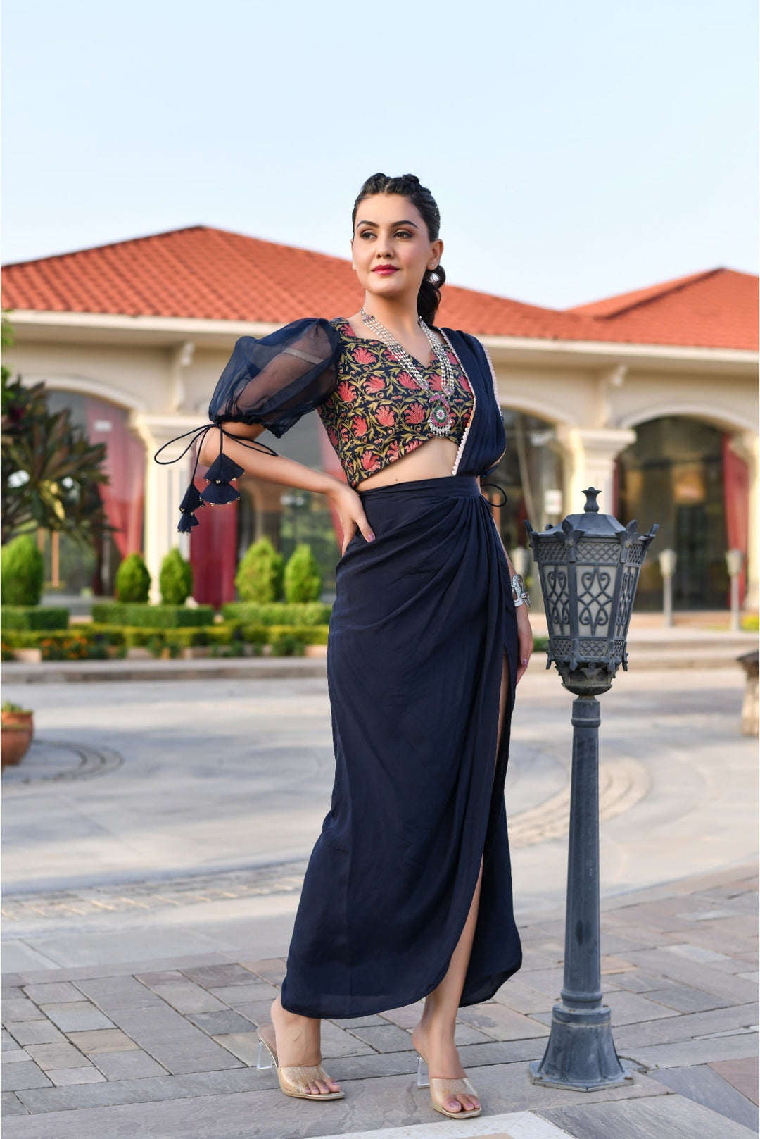 Anastay Blue Pre-Draped Saree Gown