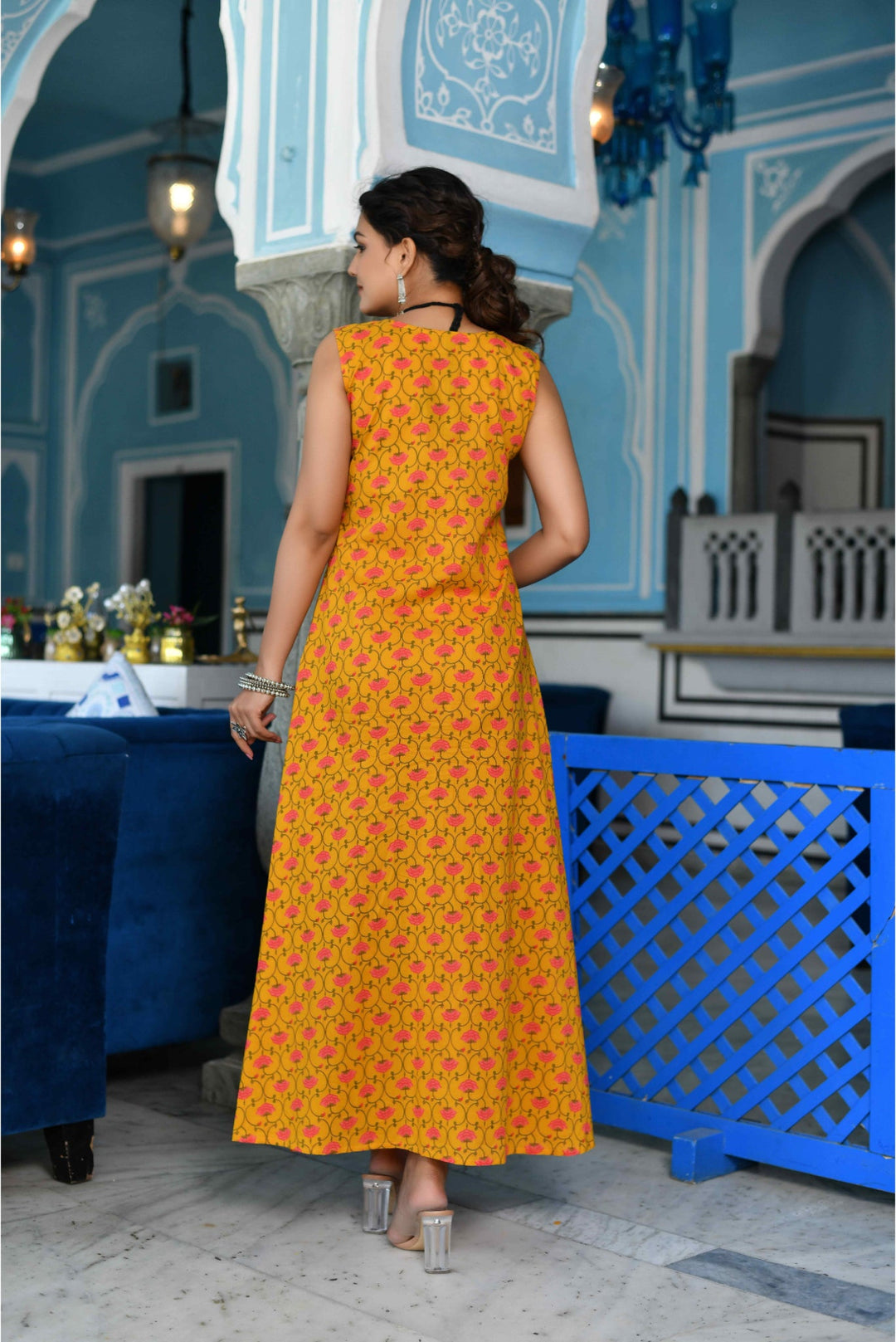 Anastay Mustard A-Line Ethnic Dress