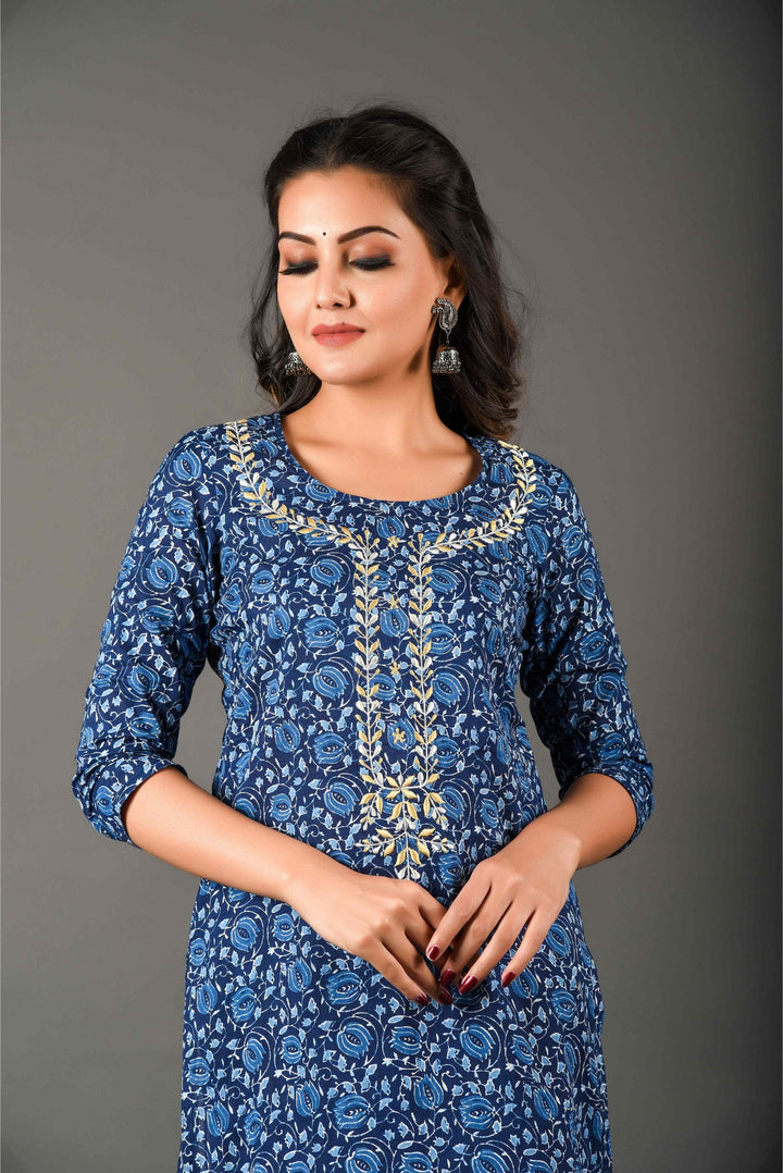 Anastay Indigo Indigo with Striped Line s embellished with Zardozi Work Kurta Set