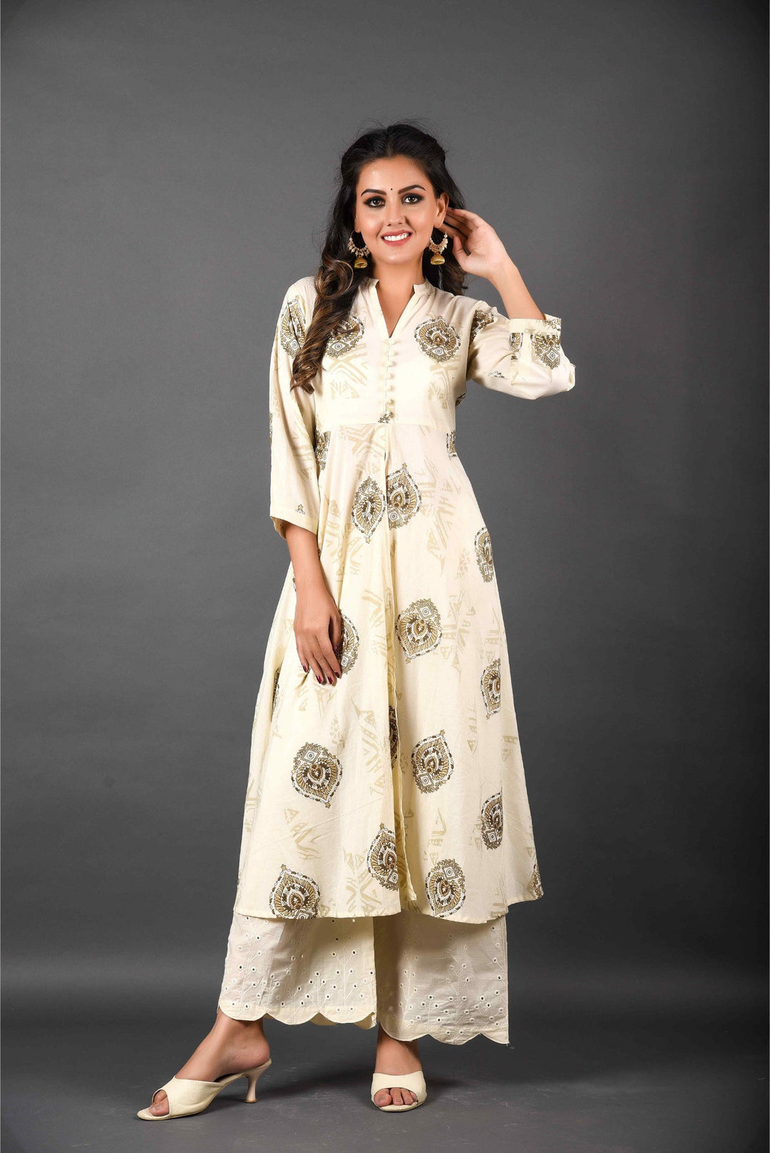 Anastay 2-Piece Cotton All Over Off White Kurta Pants Sets