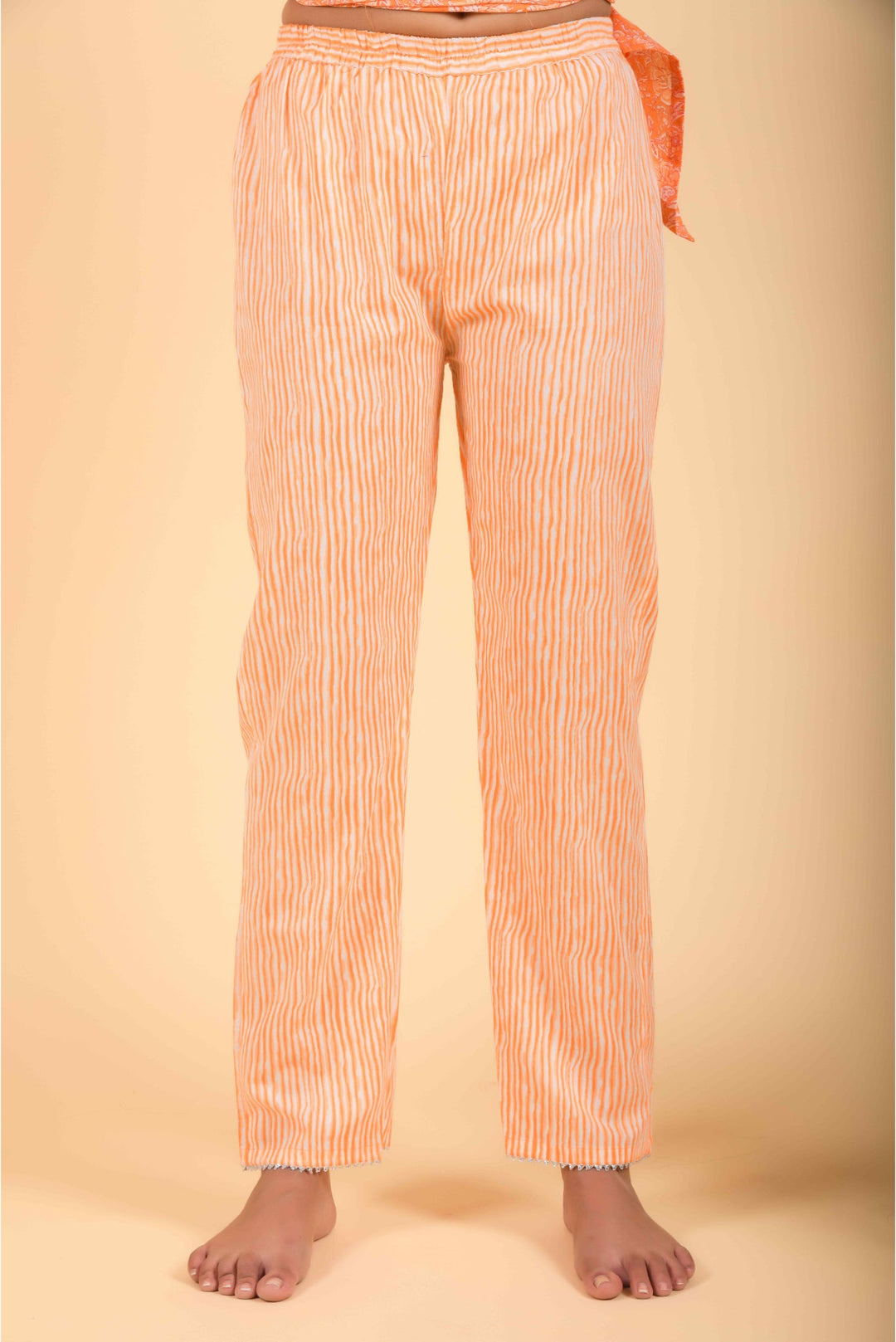 Anastay Classic 3 Piece Floral Orange Kurta & Lining pants accompanied.